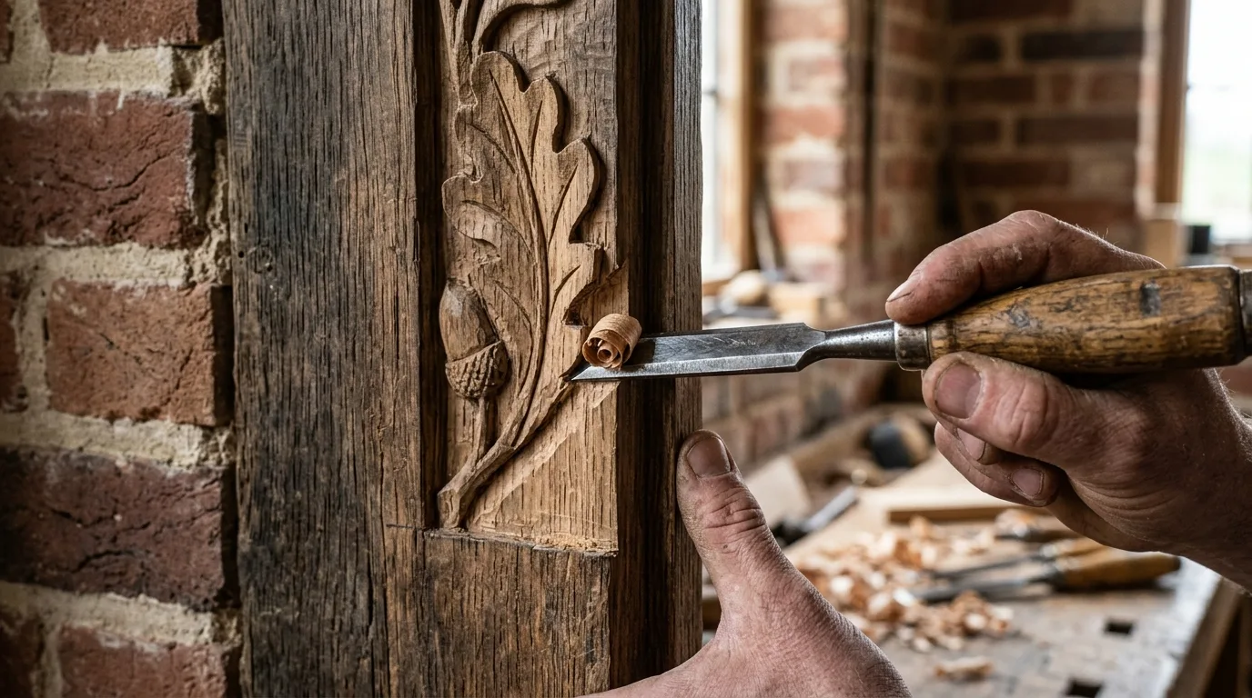 Close-up of detailed building workmanship